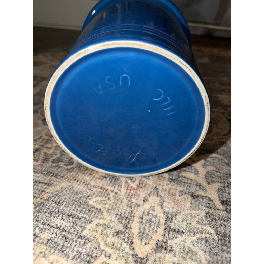 Fiesta Ware Lapis Blue Canister Crock Utensil Holder - Picture 5 of 5